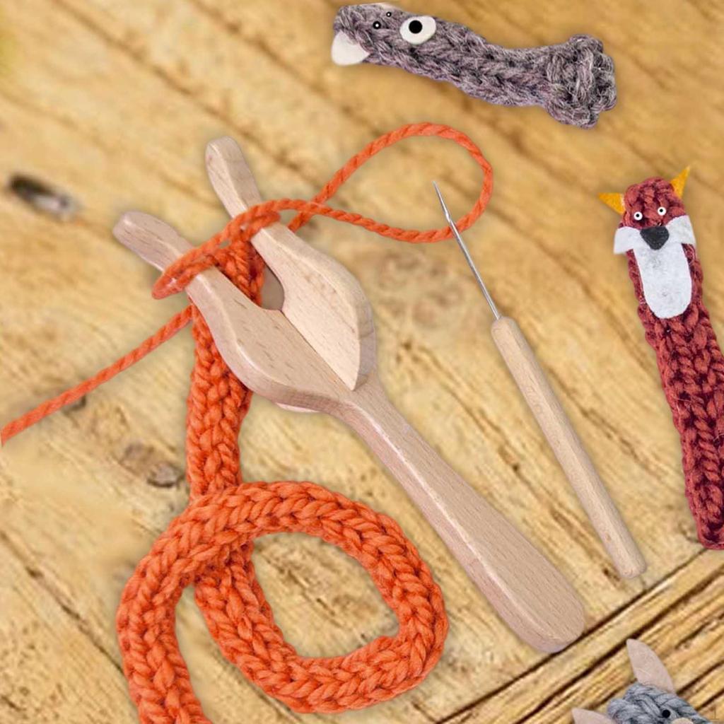 Wooden Knitting Fork and Needle,DIY Weaving Braiding Multipurpose Sturdy Double Head Lucet
