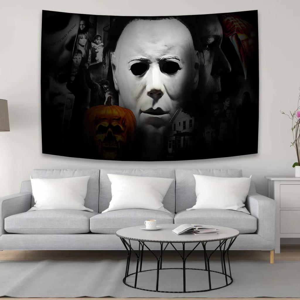 Michael Myers Design Skräckfilmsbakgrunder Festbakgrund Tapestry Rumsdekoration Heminredning Sovrum Väggbonad Tyg