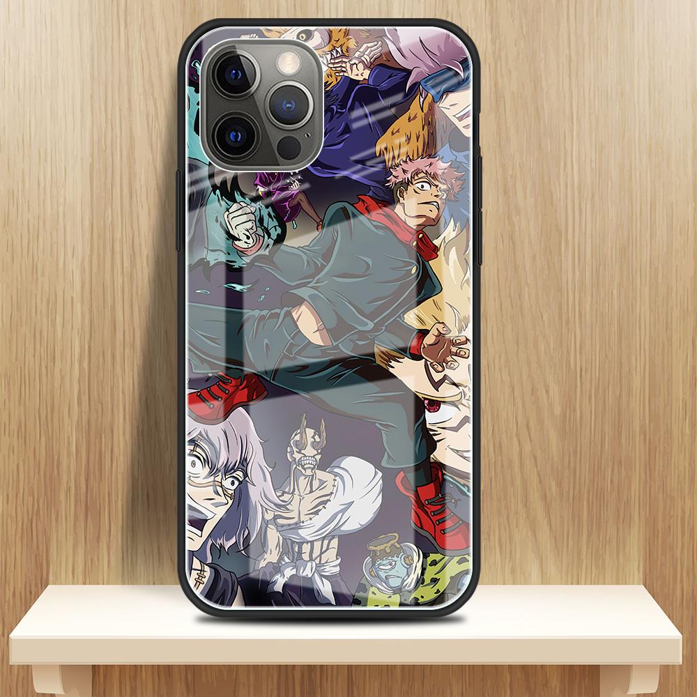 Tempered Glass Case Apple iPhone 13 12 Mini 11 Pro Max XR XS SE 2020 7 8 Plus 6 6S X Phone Cover Back Shell Jujutsu Kaisen Gojo
