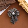Vintage Fully-rhinestone Pin Corsage Ornament Black Brooch Bow Brooch  Western-style Clothes