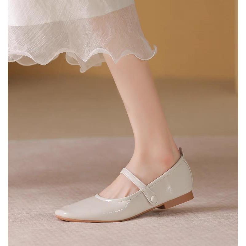 Fashion Spring New Round Toe Women Mary Jane Flat Shoes Shallow Ladies Casual Ballet Shoes Soft Sole Eelgant Leather Shoes Zapatos Mujer