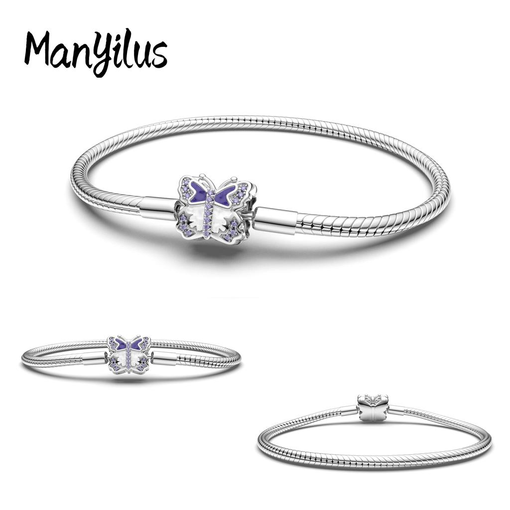 Manyilus 925 Silver Bracelet Real Bracelets 925 Girls Italian Charm Original Women Braclet Pendant Paired Jewelry Charms Money