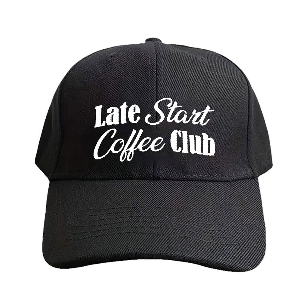 Late Start Coffee Club Papa Caps Sommer Erwachsenen Baseballkappe Verstellbar mit Gebogenem Schirm Schnabelkappe Schutz Sonnenhüte