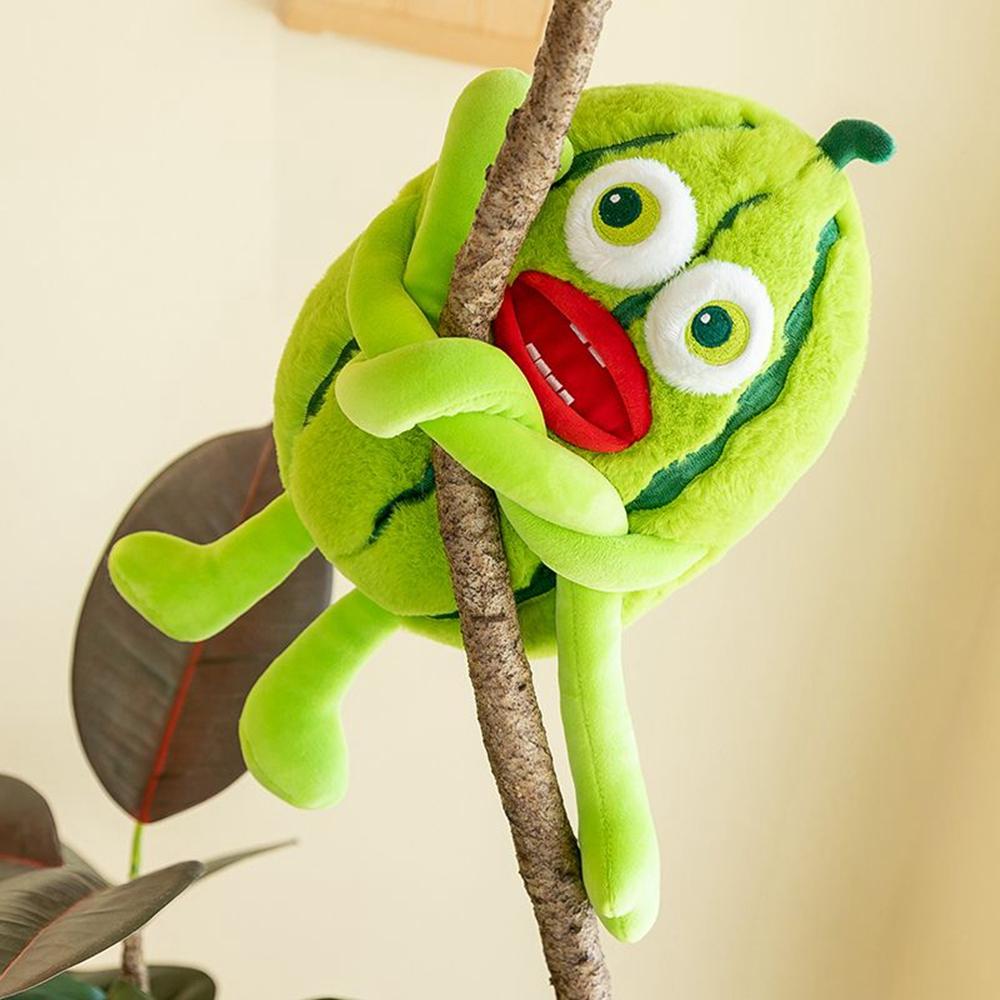 55CM Ugly Cute Watermelon Essence Plush Toy Green Red Mouth Big Eyes Thin Arms Sleeping Comfort Doll Give Children Birthday Gift
