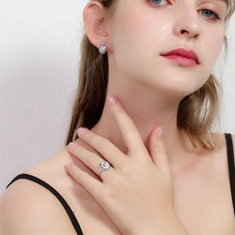 Černá Awn Classic 925 Sterling Silver Kulaté Černé Trendy Spinel zásnubní kruhové náušnice pro ženy Jemné šperky Bijoux I149