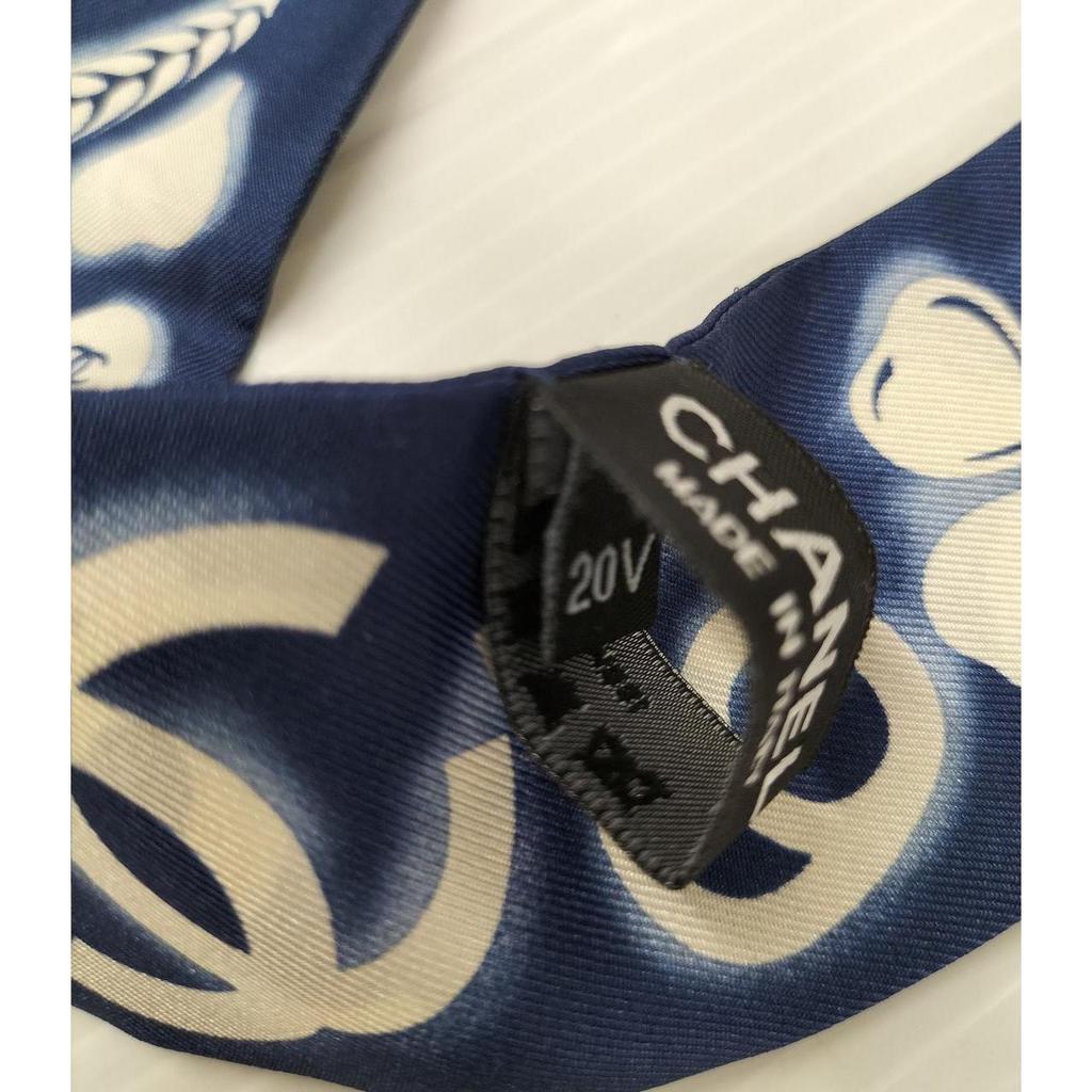 Used CHANEL Blue Hair Scarf