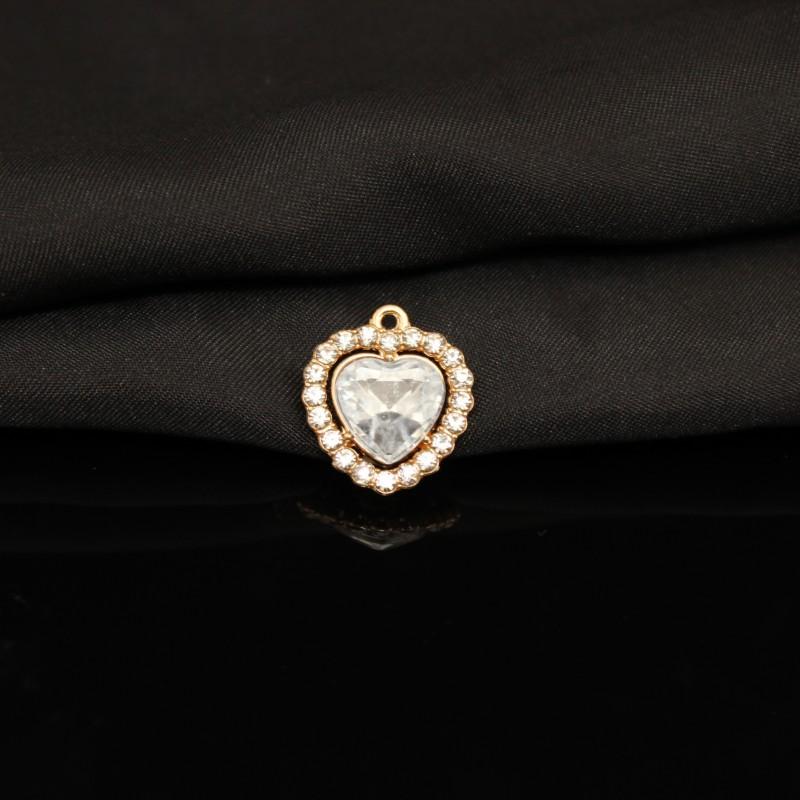 Alloy Diamond Belt Hanging Heart Pendant Color Transparent Necklace Bracelet Accessories Pendant Peach Heart Love Pendant
