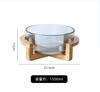 Salad Bowl Cake with Wooden Stand Practical Round Glass Fruit Plate Dessert for Vegetables