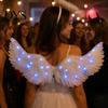 Lightweight Angel Wings with Straps LED Light Up Feather Costume for Kids, White Halloween Glowing Fairy Wings, Cosplay Party Performance Props Swan