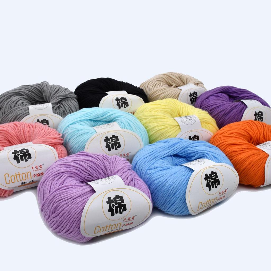 6-Pack Premium Combed Cotton Yarn for Crochet & Knitting - 100% Soft Hand Knitting Yarn, 50g/Skein 125m/Skein, Smooth Craft Yarn for DIY Home Projects