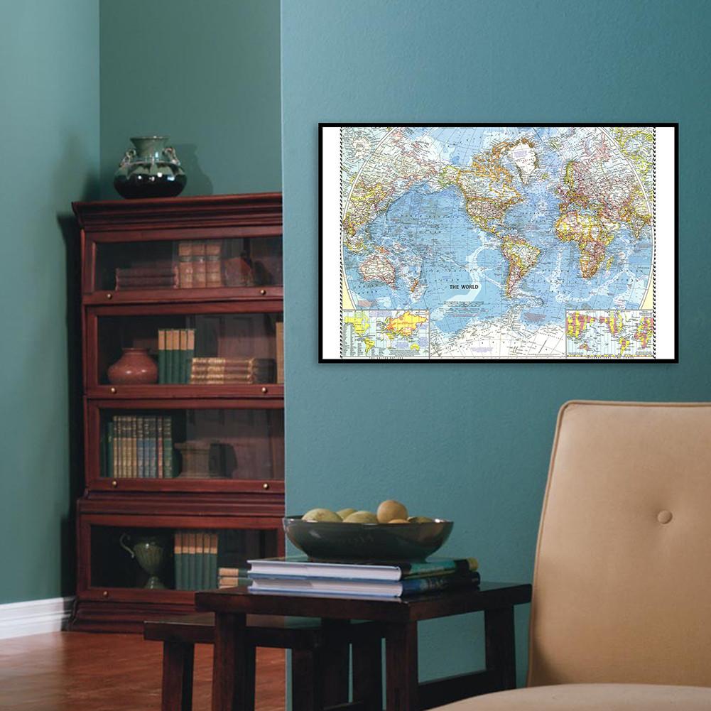 -MAP- World Map (1960) World Map Poster Prints Wall Posters,Tourism/Educational Tool,Decorative Hanging Picture