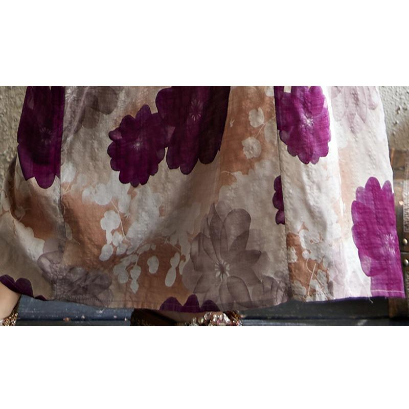 DIMANAF 2025 Women Plus Size Long Dress Loose Printing Vintage Casual Floral Oversize Long