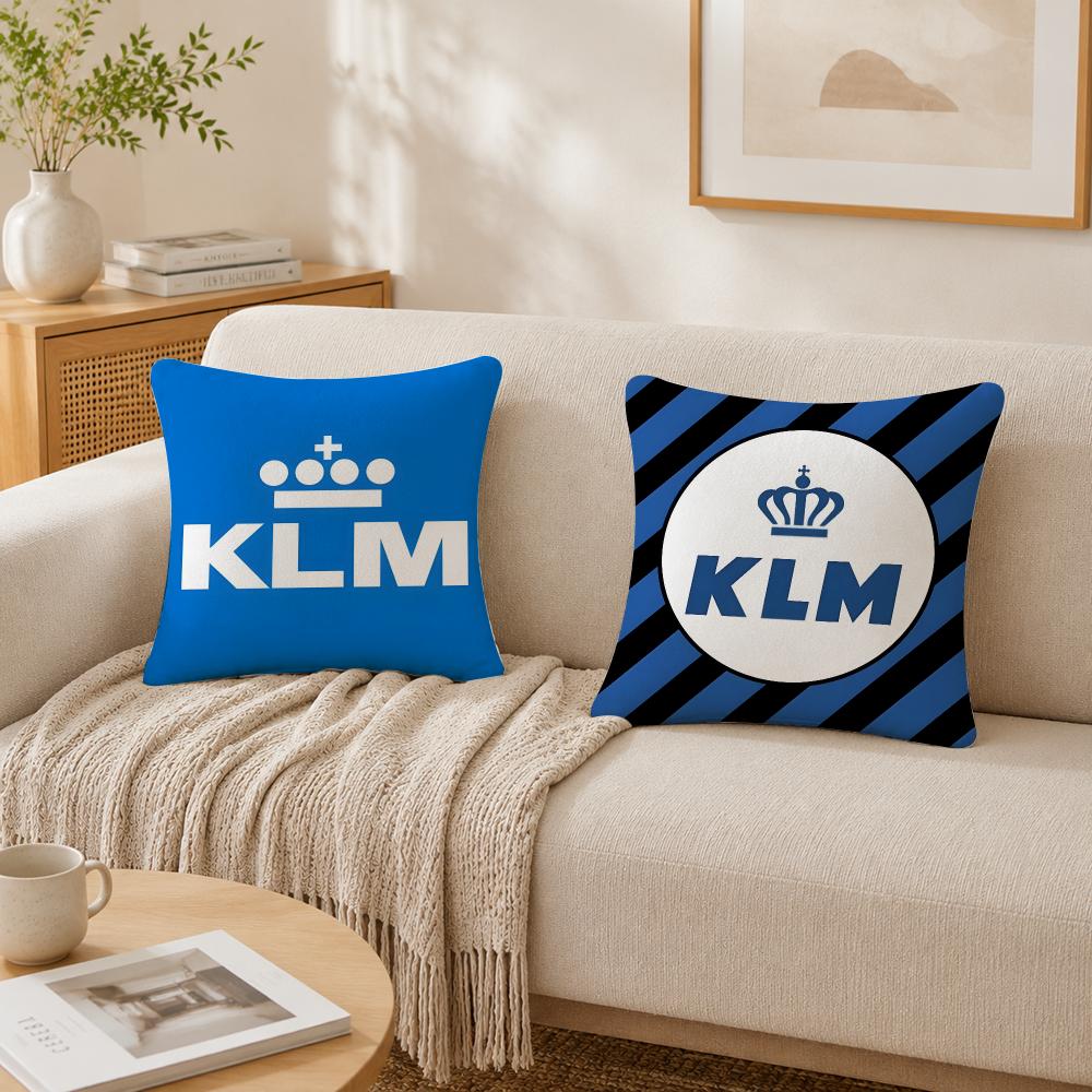 Netherlands Kklm Rroyal Dutch Airlines Cushion Cover Plush Pillow Case With Hidden Zipper Cutecore Room Decor For Home