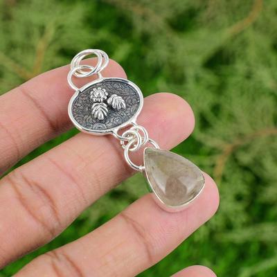 Thanks Giving Day Deal Natural Golden Rutile Wedding Pendant Jewelry 925 Silver