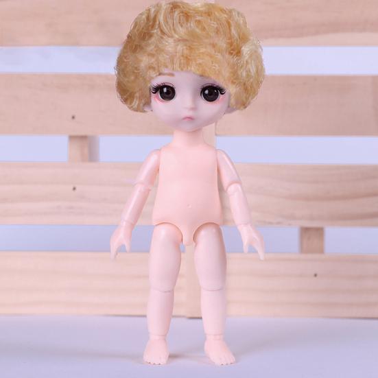 17cm Useful Black Eyes Decorative Plastic 3D Naked BJD Doll Body Clothes Changing Game for Gift Dress Up