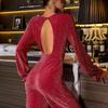 Elegant Backless Jumpsuit with High Waist and Long Sleeves