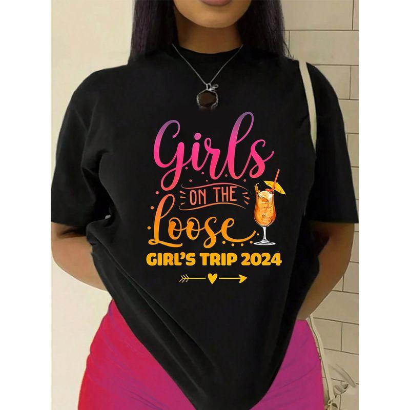 Western Style Fashion Casual Print T-shirt Top Fashion Printed Cotton T-shirt Top
