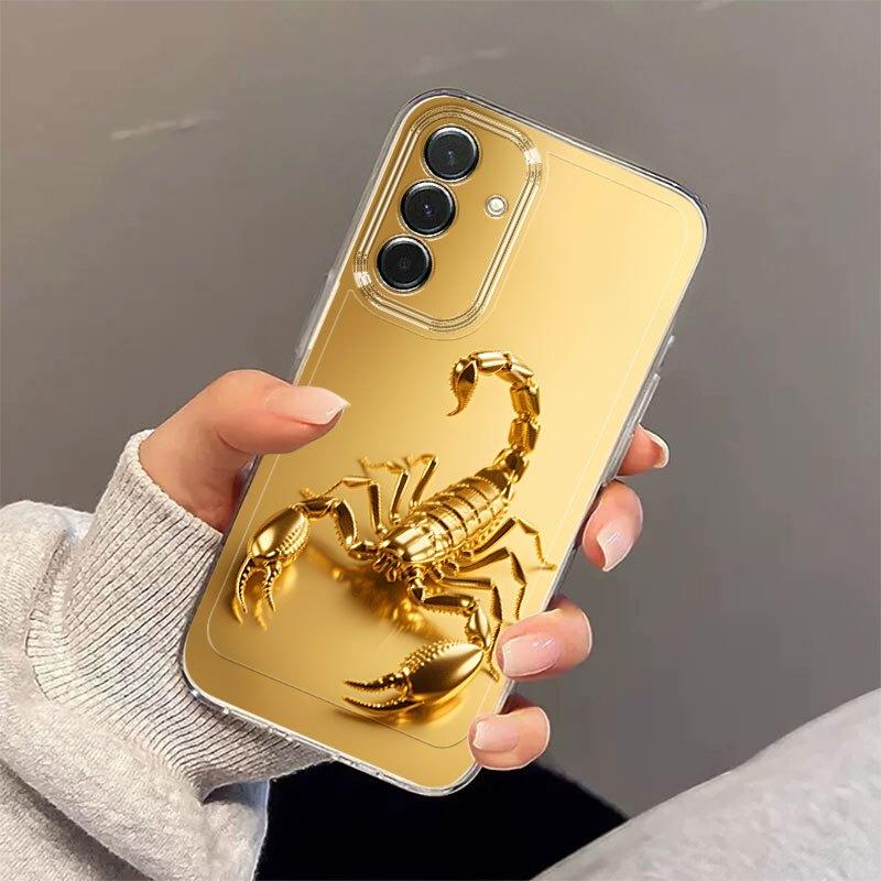Golden Scorpion Transparent Phone Case Suitable for Samsung Galaxy S26 S25 S24 S23 S22 S20 FE/Ultra/Plus Anti Drop Back Cover