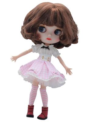 Dolly Para Blythe Costume Rika Azone Cappello a Scacchi Mago (Controllo rosa)