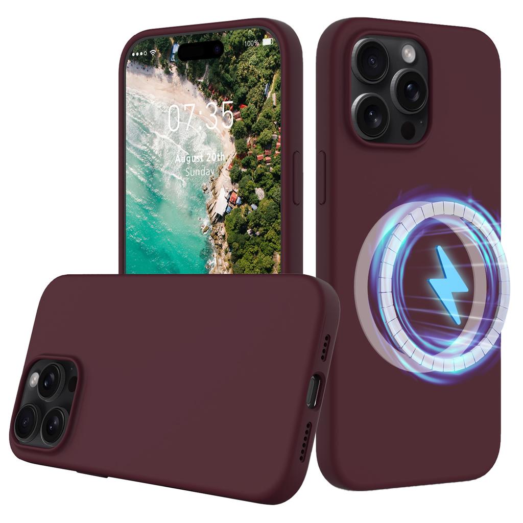 For iPhone 16 Pro Magnetic Case Shockproof Liquid Silicone Phone Cover