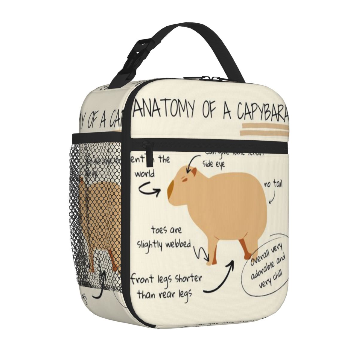 Bestselling Anatomy Of A Capybara Plain Design Thermal Lunch Bag Outdoor Picnic Thermal Tote One Size