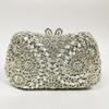 WHTUOHENG Bolso de Noche de Cristal Plateado Carteras de Diamantes Rhinestone Mujeres Carteras de Rhinestone Bolsos de Boda y Baile de Fin de Curso Bolso de Mano para Cena