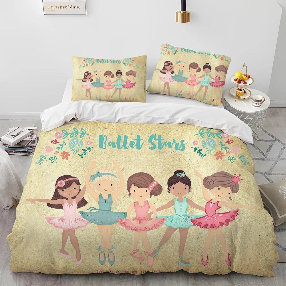Comforter Kids Cartoon Cute Ballet Girl Ballerina Comforter Bedding Set Bed Set Queen Size Bedding Set