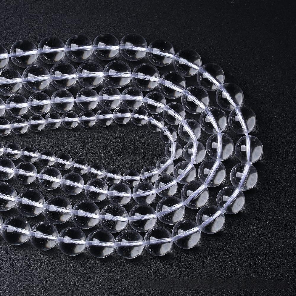 Clear Rock Crystal Quartz Onyx Stone Round Beads 15"Strand Smooth Loose Spacer Beads 4/6/8/10/12mm for Jewelry Making DIY Bracelets Accessories