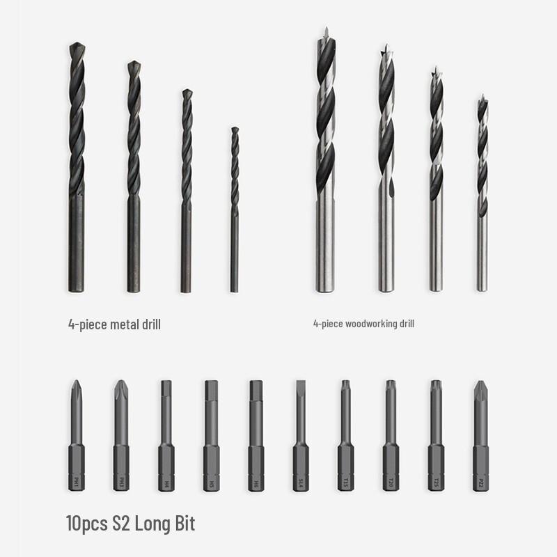 HOTO 12V sladdlös elektrisk borr och verktygsset CN-kontakt (adapter ingår)