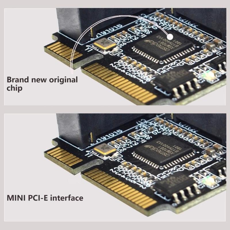 Mini PCIE Adapter to 2 Port SATA3.0 6Gbps Fast Speed Expansion Card ASM1061 Controller for Computer Desktop Accessories
