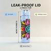 1PC Mandala Sunflower Text Art 750ml Color Plastic Sports Water Bottle Leakproof Flip Straw Lid Suitable for Sports Office Home Use