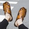 Summer Genuine Leather Men's Sandals Classic Breathable Slip-On Sandals Men Casual Beach Shoes Outdoor Slippers Plus Size2024