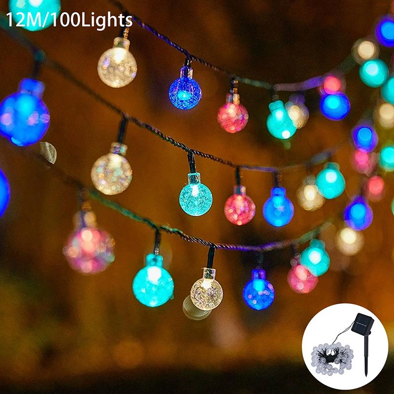 Solar String Lights Outdoor Crystal Globe Lights Waterproof Solar Festoon Fairy Light For Garden Party Decor