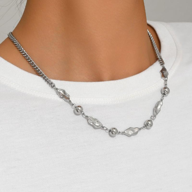 Cool Hip-hop Personality Geometric Irregular Necklace Both Men Women Fashionable Collarbone Chain Trendy Item