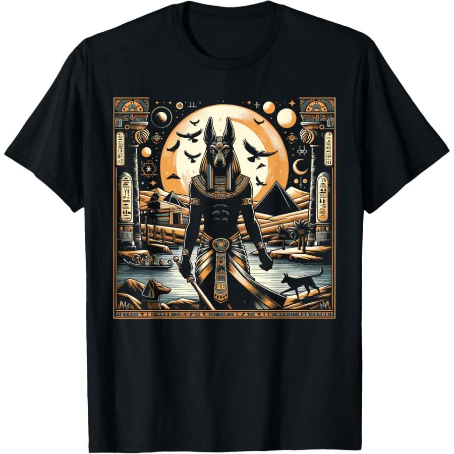 Анубис Египетская Мифология Божество Пирамида Древний Египет Футболка, Маленький, Черный S