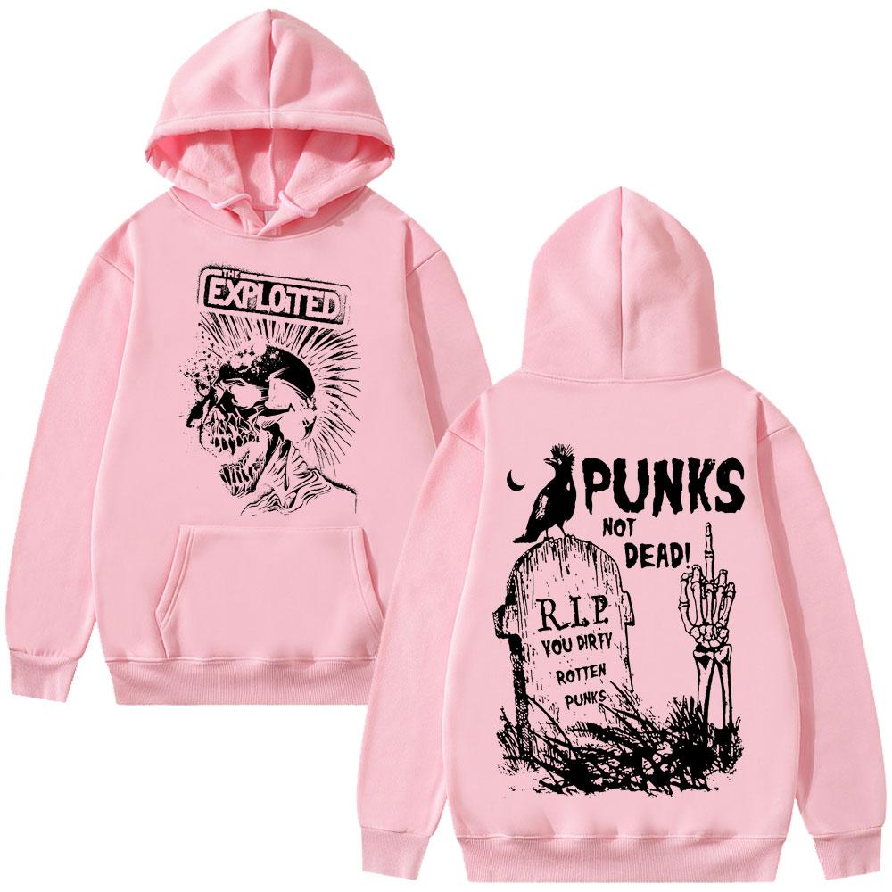 Rockband The Exploited Grafik-Hoodie Punks Not Dead Hoodies Herbst Winter Herren Damen Hip Hop Gothic Punk Übergroßes Sweatshirt