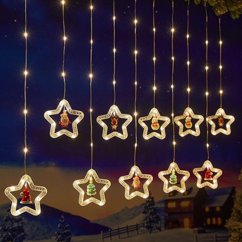 USB Powered LED Christmas String Lights with 8 Lighting Modes Santa Star Fairy Lights for Xmas Tree Window Party & Indoor Decor