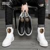Fashion Deluxe Men's Small White Boots British Fashion Sports Casual Shoe Board Low Top Breathable Leather Boots Zapatos Hombre A2