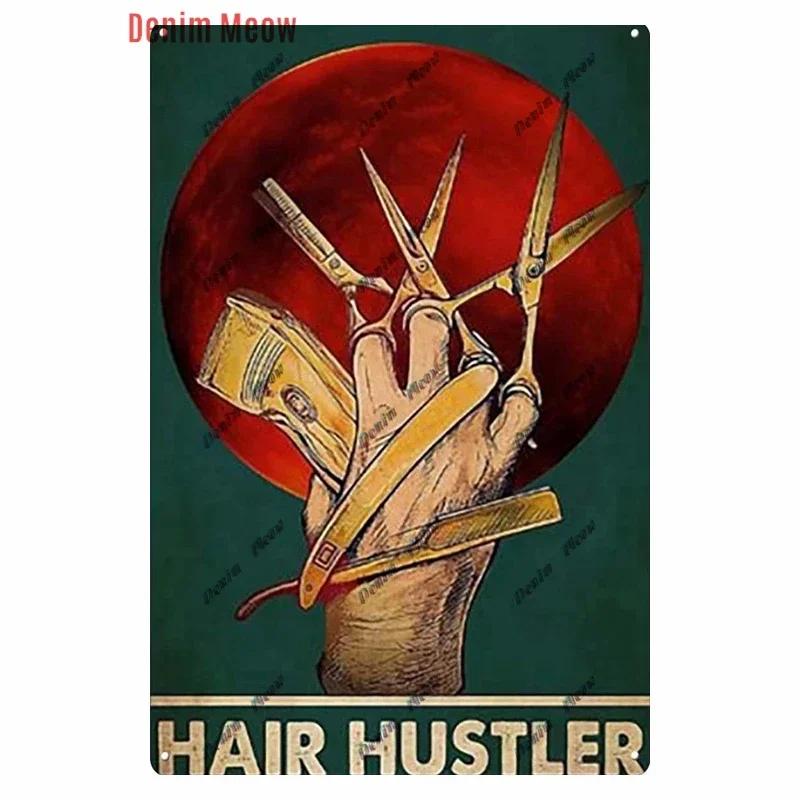 Vintage Hair Stylist Metal Tin Sign Tattoo Artist Metal Retro Hairdressing Salon Room Wall Home Decor 8x12 inch