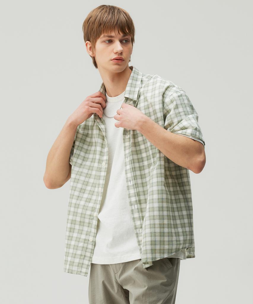 MINDBRIDGE [Air Cool] Check Oversized Short Sleeve Shirt - 2 Colors