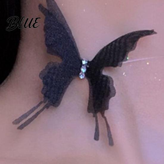 Simulated Butterfly Pendant Choker Necklace Boho Invisible Chain Fairy Trendy