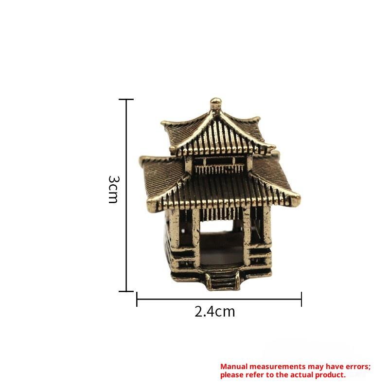 Chinese Ancient Buildings Pavilions Fairy Garden Miniatures Fish Tank Decoration Brass Ancient Architecture Figurines Home Decor