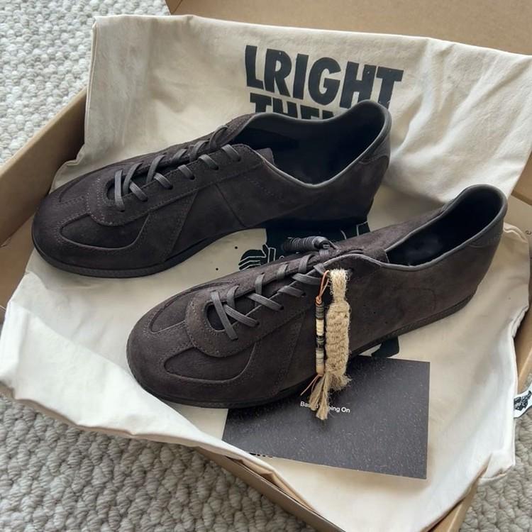 Cowhide version~ retro round head flat bottom German training shoes women's Korean version lace-up platform casual board shoes sports Forrest Gump