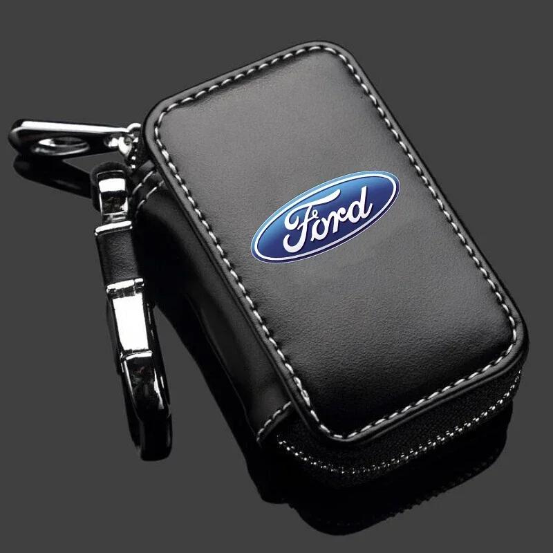 

Car Sticker 2026 Ford 2025 Hot Leather Car Key Case Keys Full Cover Protection Shell Bag For Fords 2 3 4 5 MK 2 6 7 Ranger Fiest чёрный