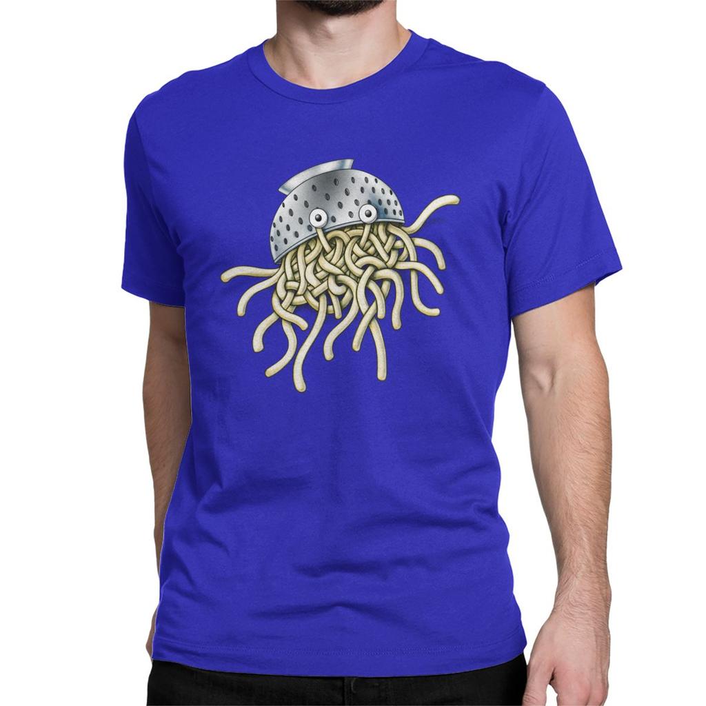 Flying Spaghetti Monsterism Monster With Colander T Shirts Men Funny TShirt Pastafarianism Fsm Religion Church Tees 5XL