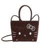 Retro Hello Kitty Plaid Shoulder Bag For Women With Pu Material And Casual Style