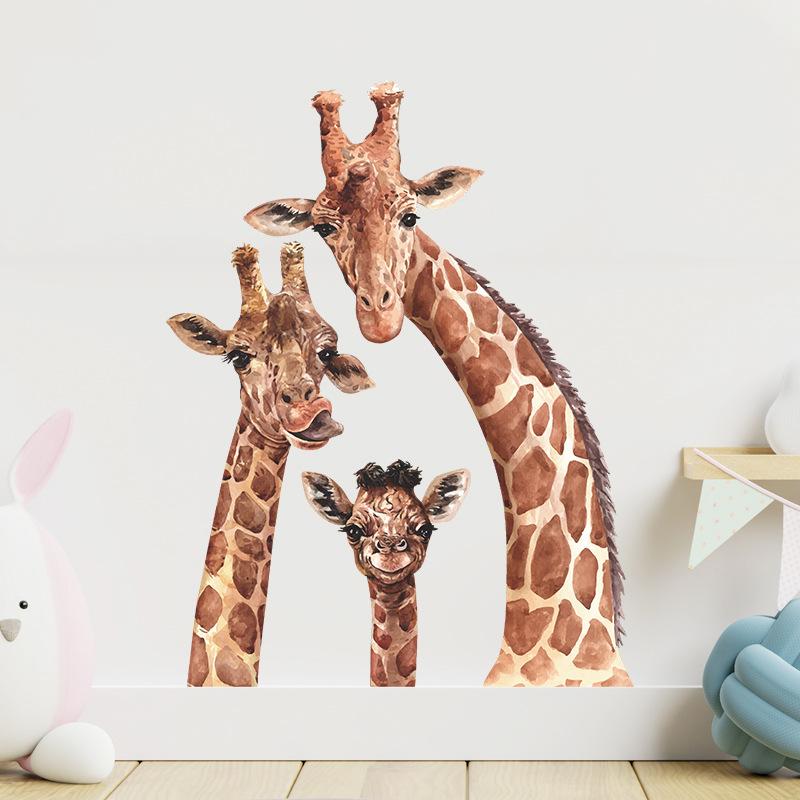Cartoon Giraffe Family Wall Sticker Nakleyka for Kids Bedroom Nursery Bedroom Detskaya Entrance Hall Decor Decoration