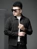 European Trendy Brand Dark Pattern Motorcycle Jacket Men's Outerwear Autumn New Leather Jacket High-End Stylish Lapel Leather Jacket