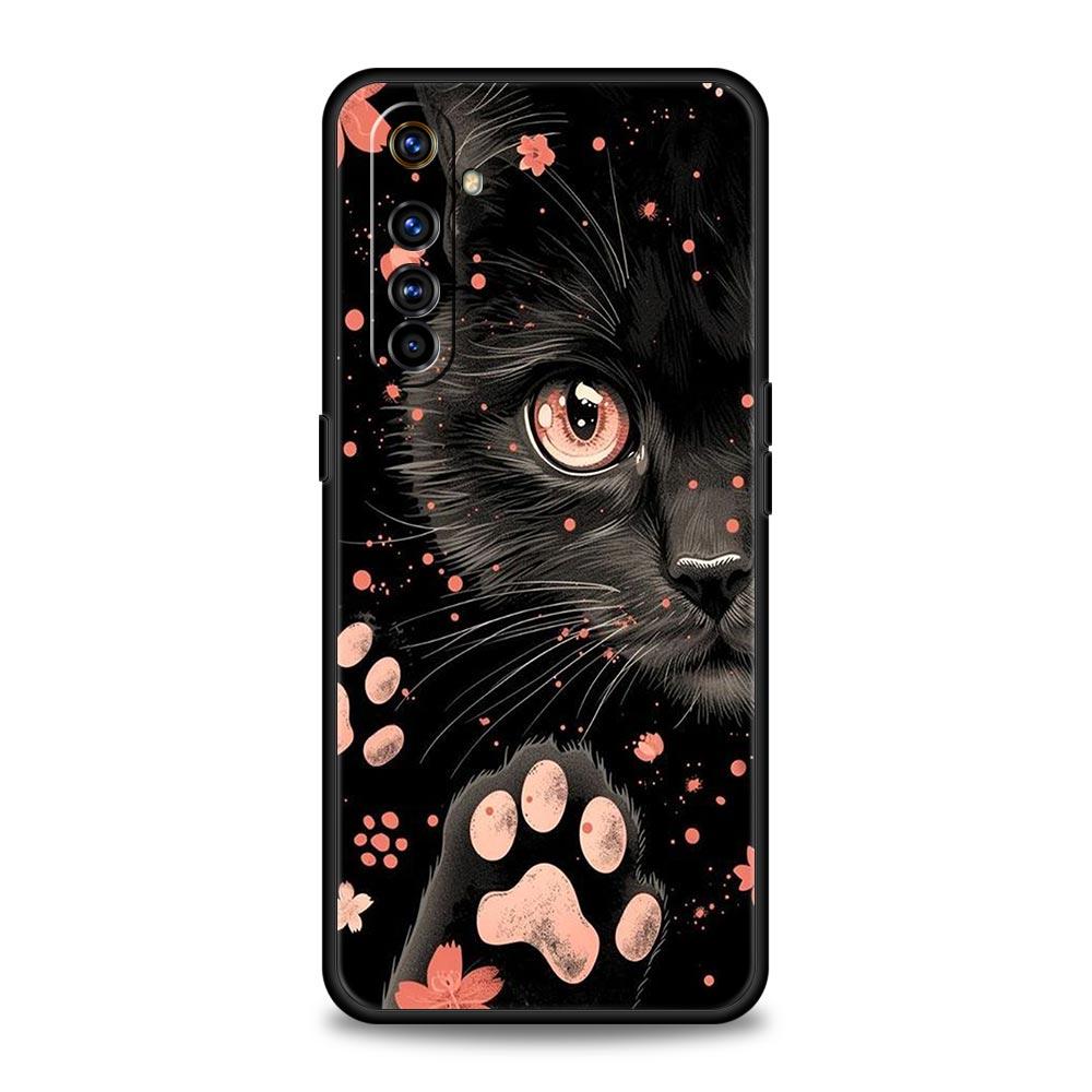 Cute Cat Phone Case For Realme 12 11 10 9 8 5G 7 6 GT5 GT3 GT2 Pro Plus C21 C11 C25 C35 For Realme GT Neo 2 3 3T Soft 5 Cover