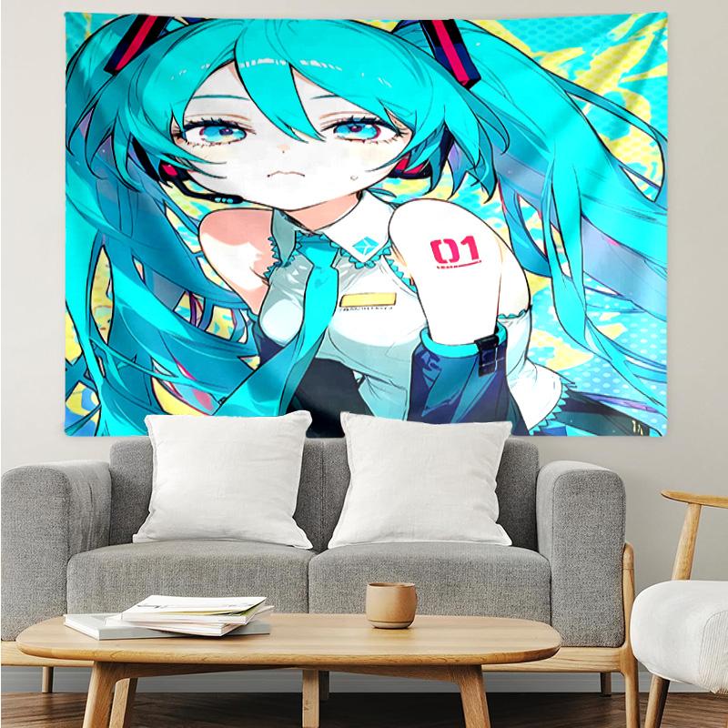 Hatsune Miku Tapestry for Bedroom Aesthetic Classroom Tapestries Wall Hanging for Living Room Dorm Office,Ideal Creative Gift